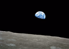 Earthrise (1968). Apollo 8 astronaut Bill Anders recalled, "When I looked up and saw the Earth coming up on this very stark, beat-up Moon horizon, I was immediately almost overcome with the thought, 'Here we came all this way to the Moon, and yet the most significant thing we're seeing is our own home planet, the Earth.'"